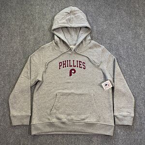 Philadelphia Phillies Retro Arch Logo New Era Hoodie Womens X-Large XL Gray MLB